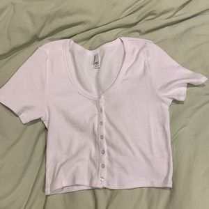 Plain white medium button down crop top shirt